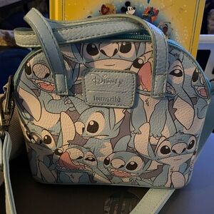 Loungefly Light Blue Stitch All-Over Print Mini Dome Crossbody